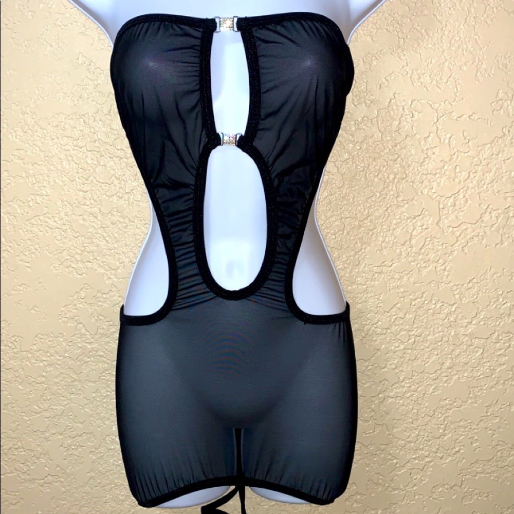 Mesh, sheer. Tube top cut out stripper dress for exotic dancers new and handmade